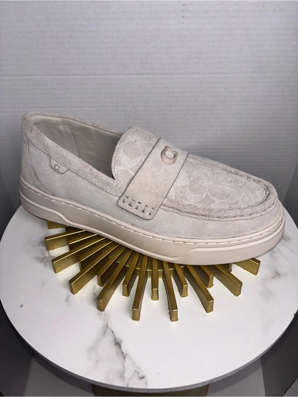 Coach Tan Suede Signature Slip-On Loafers NEW 8.5